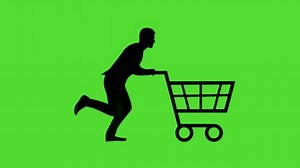 Silhouette, Running, Shopping Cart. Free Stock Video