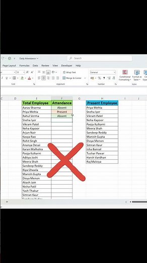 Automatically Find Present or Absent in Excel 📊| ‪@DecodewithDiksha8‬ | #exceltutorial #reel #viral