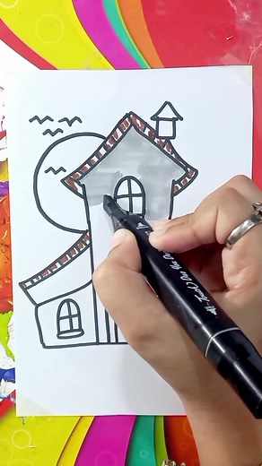 Easy Haunted House Drawing Tutorial for Kids