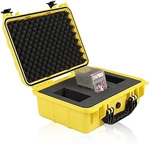 G-PLUS Graded Card Storage Box Compatible with BGS PSA SGC FGS Weatherproof Graded Sports Trading Cards(Large, Orange & Yellow)