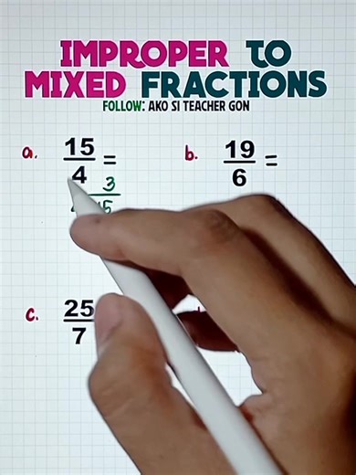 Improper Fractions to Mixed Numbers‼️ #basicmath #fractions #mathematics #teachergon #math #mathreview | Ako si Teacher Gon