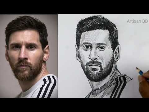 Lionel Messi Pencil Sketch | Realistic Portrait Drawing Tutorial 🐐 🔥