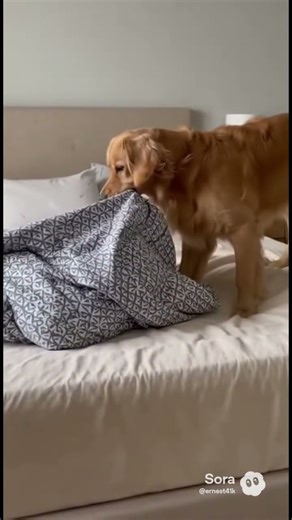 Dog trying to rip through the pillow 😂