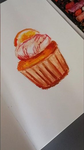 how to draw a cupcake with oil pastel tutorial for beginners #art