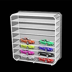 Storage Case for 56 Model Cars,Model Cars Case,Portable Transparent with 8 Compartments,Toy Organizer Box,Toy Holder Display Case,Plastic Toys Collector (Box Only)