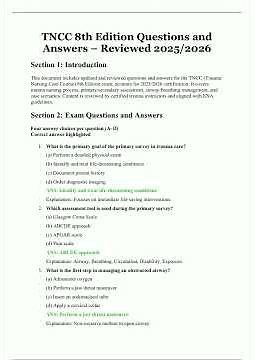 TNCC 8th Edition Questions and Answers Reviewed and Verified 20252026 Edition