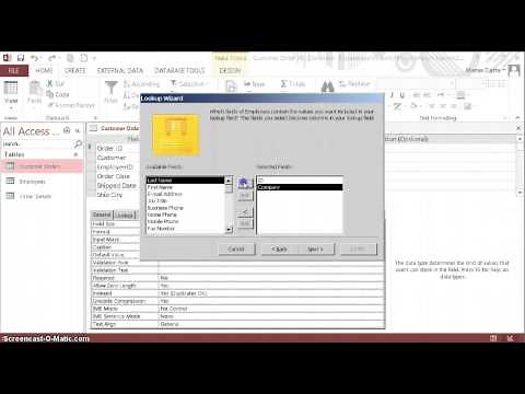 Using Lookup wizard for simple Data entry: Tutorial 3b Access 2013