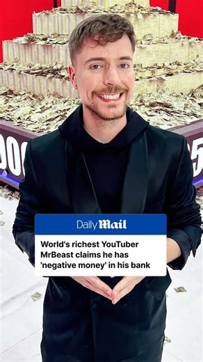 The world’s most-subscribed-to YouTuber Jimmy Donaldson, known to his followers as MrBeast, revealed that despite his $2.6 billion net worth his bank statements are shockingly low. "I’m borrowing money. That’s how little money I have. Technically, everyone watching this video has more money than me in their bank account if you subtract the equity value of my company, which doesn’t buy me McDonald’s in the morning." he said. #mrbeastfans #money #influencer #jimmydonaldson | Daily Mail - Fan