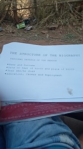 What is the structure of a biography? Personal details of the... | Filo
