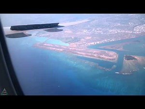 Landing in Honolulu (HNL) Hawaii and Flying Over Oahu Island on Boeing 777, UHD 4K