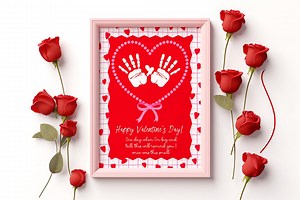 Valentine's Day Handprint Art, Personalized Mom Gift (digital Download) - Etsy