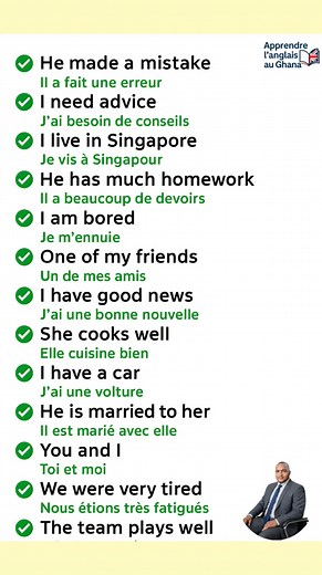 163K views · 1.5K reactions | ️ Quelques phrases essentielles pour comprendre et s’exprimer plus facilement en anglais. | Apprendre l'anglais au Ghana | Facebook