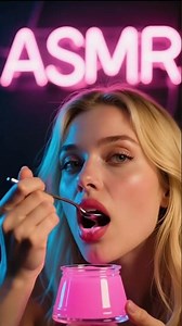 Neon Pink Pudding ASMR 💖 Soft glossy sounds and creamy texture #asmr #mukbang #oddlysatisfying