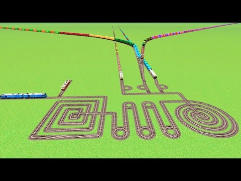 SIX TRAIN CROSSIN AT RISKY SLIDE ZIGZAG CURVE RAILROAD RAILWORK BEANG DRIVE