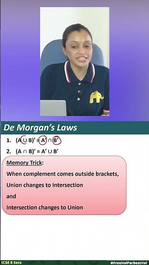 De Morgan’s Law made simple! ✨| ICSE Class 8 Maths.