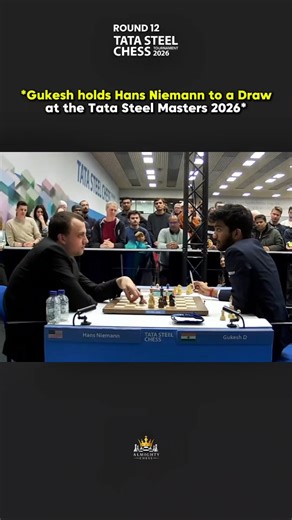 World Champion Gukesh holds Hans Niemann to a Draw at Tata Steel Masters 2026 #chess #gukesh #shorts