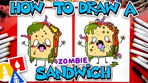 How To Draw A Funny Zombie Sandwich - Art For Kids Hub -