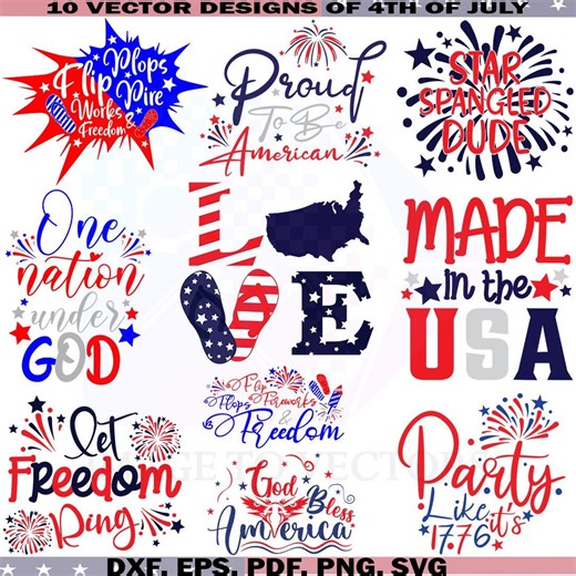 4th of July SVG Bundle | Patriotic Designs PNG | All America Independence Day SVG | Fireworks Sparkle Clipart | Fourth of July Design Bundle