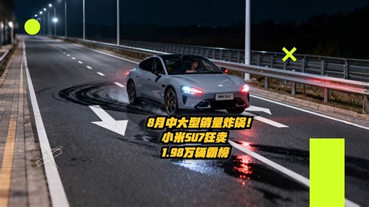 8月中大型车销量炸了！小米SU7狂卖1.98万辆霸榜，奥迪A6L成燃油车唯一遮羞布