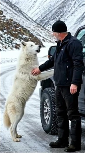 Mother Snow Wolf Saves Her Cubs with the Help of an Old Guy! #animals #rescueanimals #humanity