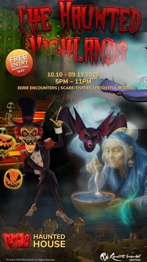 6.4K views · 44 reactions |  Dare to face your fears? The Haunted Highlands is calling from the misty Gohtong Way at Resorts World Genting, with frights, eerie shows, and spooky bites waiting for those brave enough to enter  #HauntedHighlands #ResortsWorldGenting #RWG60thAnniversary #RWGDiamondJubilee #MalaysiaLeadingResort #WorldTravelAwards | Resorts World Genting | Facebook