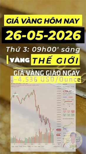 Giá vàng hôm nay, Ngày 26-05-2026 | Cập nhật mới nhất lúc 09h00 sáng | Vàng giảm nhẹ