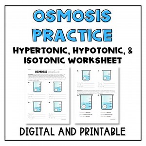 Osmosis / Tonicity Practice Worksheet - Hypertonic, Hypotonic, Isotonic