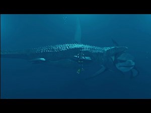 mosasaurus attacks megalodon
