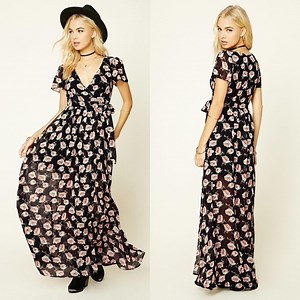 Forever 21 Floral Print Wrap Maxi Dress