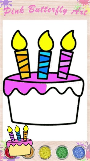 Easy Cake Drawing and Coloring Animations for Kids Toddlers Preschoolers #pinkbutterflyart