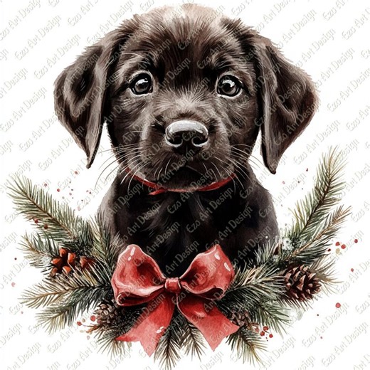 Christmas Labrador Clipart, Festive Holiday Dog Art (digital Download) - Etsy