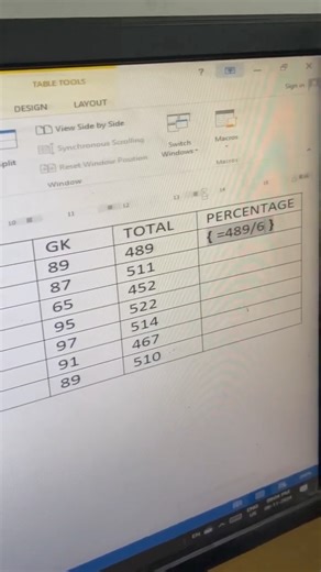 Calculate percentage in Ms Word… #trending #trending #computer