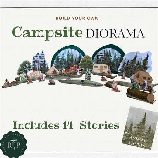 Storytelling Animal Camping Diorama Kit | Printable Campsite Diorama | DIY Kids Paper Craft Printable |kids DIY Nature Education - Etsy