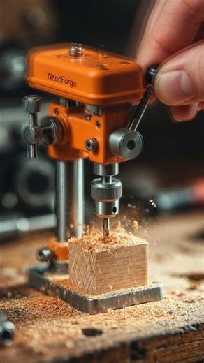 Mini Bench Drill Press vs wooden cube #asmrtools #diytools #minitools #satisfying #tinytools #tools