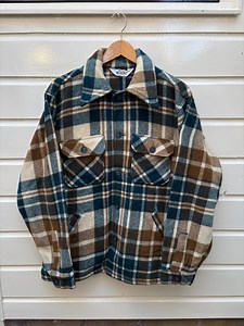 Vintage 70s: Woolrich Wool Plaid Cruiser Jacket - Blue, Beige & Brown - Made in USA (L) - Etsy
