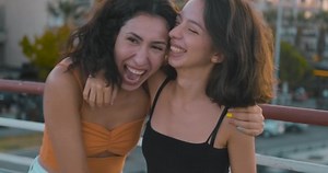 Best Friends Hug Ladies Emotion Youthful Stock Footage Video (100% Royalty-free) 1060592893 | Shutterstock