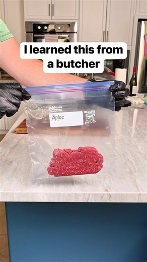 Only way I freeze meat Jeff uses a countertop to squeeze all the air out of meat before freezing. This original video was produced by Network Media LLC, and Liz and Jeff. #cooking #kitchentips #foodie #cookwithme | Home Hacks & Easy Snacks