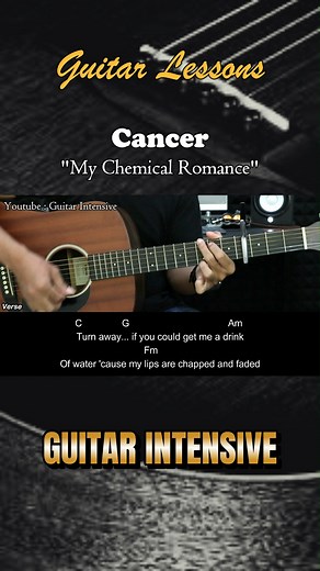 Cancer - My Chemical Romance - Easy guitar chords & Strumming Pattern #cancer #mychemicalromance #guitarintensive #karaoke #chord #chordgitar | Guitar Intensive