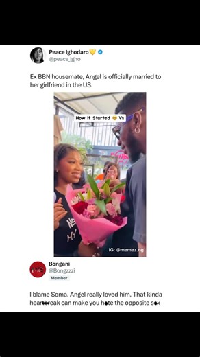 Memez on Instagram: "See the video of BBNaija Angel’s relationship journey that has got people talking online as she officially gets married to her girlfriend in the US 👀🤔"