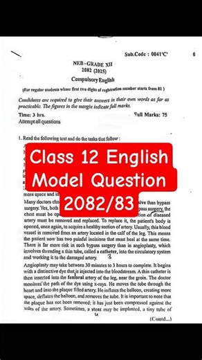 Class 12 English Model Question 2082/83 with Answers