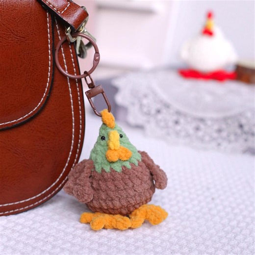 Handmade Crochet Chicken Keychain Set, Hen Amigurumi, Plush Bag Charm, Valentine Birthday Gift for Women - Etsy