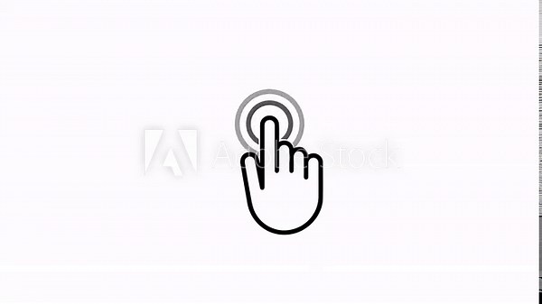 Finger touch concept. hand tapping on a screen with concentric touch circles, click action, mobile gestures, and user interface navigation. 2d animation video 4k size with alpha channel
