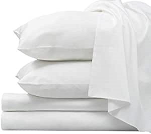 Pizuna Pure 100% Luxury Cotton Queen Size Sheet Set White, 1000 Thread Count Long Staple Cotton Sateen Weave Thick Sheet & Pillowcase Set, Deep Sheets fit 15" (Combed Cotton Queen Sheet Set)