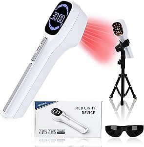 iTHERAU Cold Laser Therapy Device for Human & Pet with Stand &LED Display, (4 x 808 nm +14 x 650 nm) Portable Red Light Therapy Device, Near Infrared Light Wand/Machine for Muscle Relief