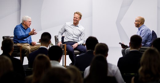 Career paths rarely go exactly as planned. Our interns met with Charles Koch and Chase Koch to discuss challenges, twists and turns they experienced in their own early careers. They encouraged interns to give themselves the time to try different roles to discover exactly where their passions lie and what they are most gifted at accomplishing. https://koch.news/Intern-QA | Koch