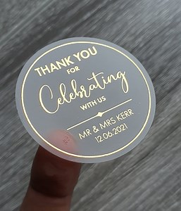 Personalised Metallic Foil Thank You Stickers/clear Foil Labels/wedding Favour Stickers/wedding Stickers/wedding Labels/birthday Stickers - Etsy UK