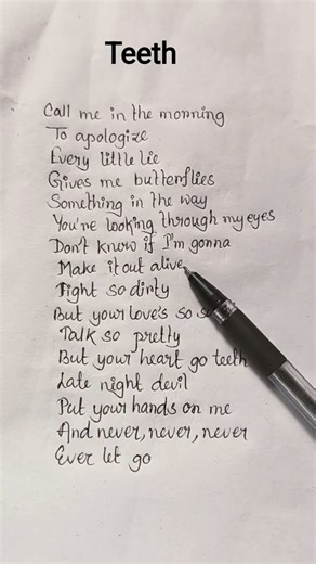 Teeth -song lyrics #trending #song#shorts