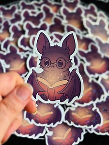 Bookish Bat Sticker | Kawaii Spooky Season Vinyl Decal - Etsy
