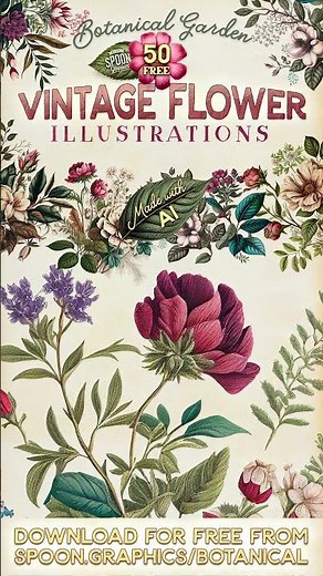 FREE Download! 50 Vintage Flower Illustrations 💐