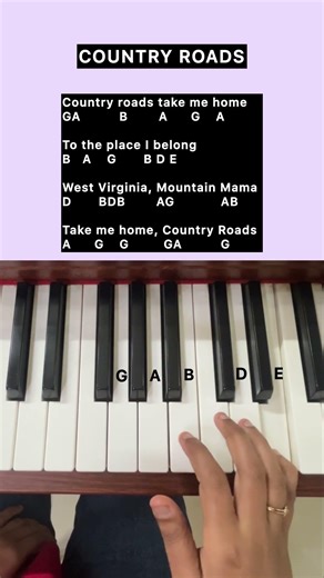 Country roads easy piano tutorial #countryroads #pianotutorial